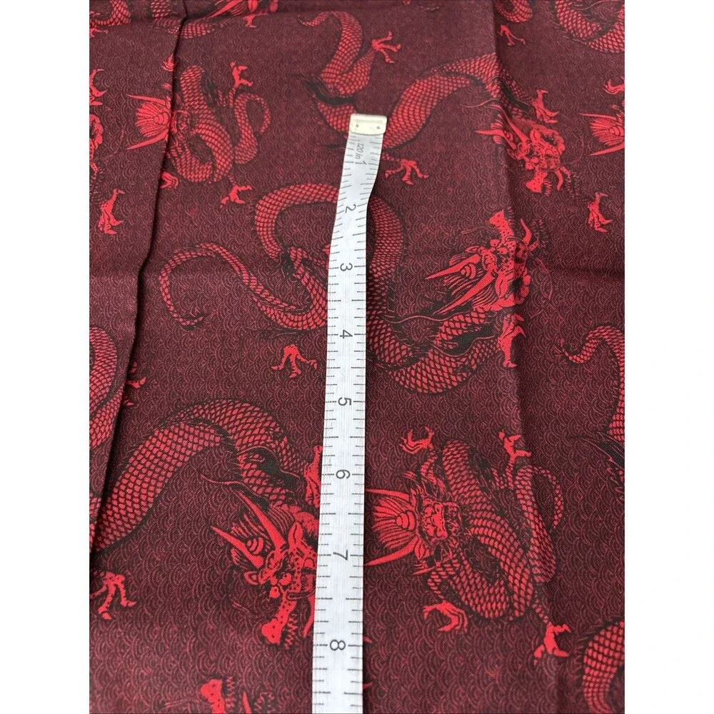 Robert Kaufman Cotton Fabric Red Black Dragon Print Oriental Traditions 1 Yard
